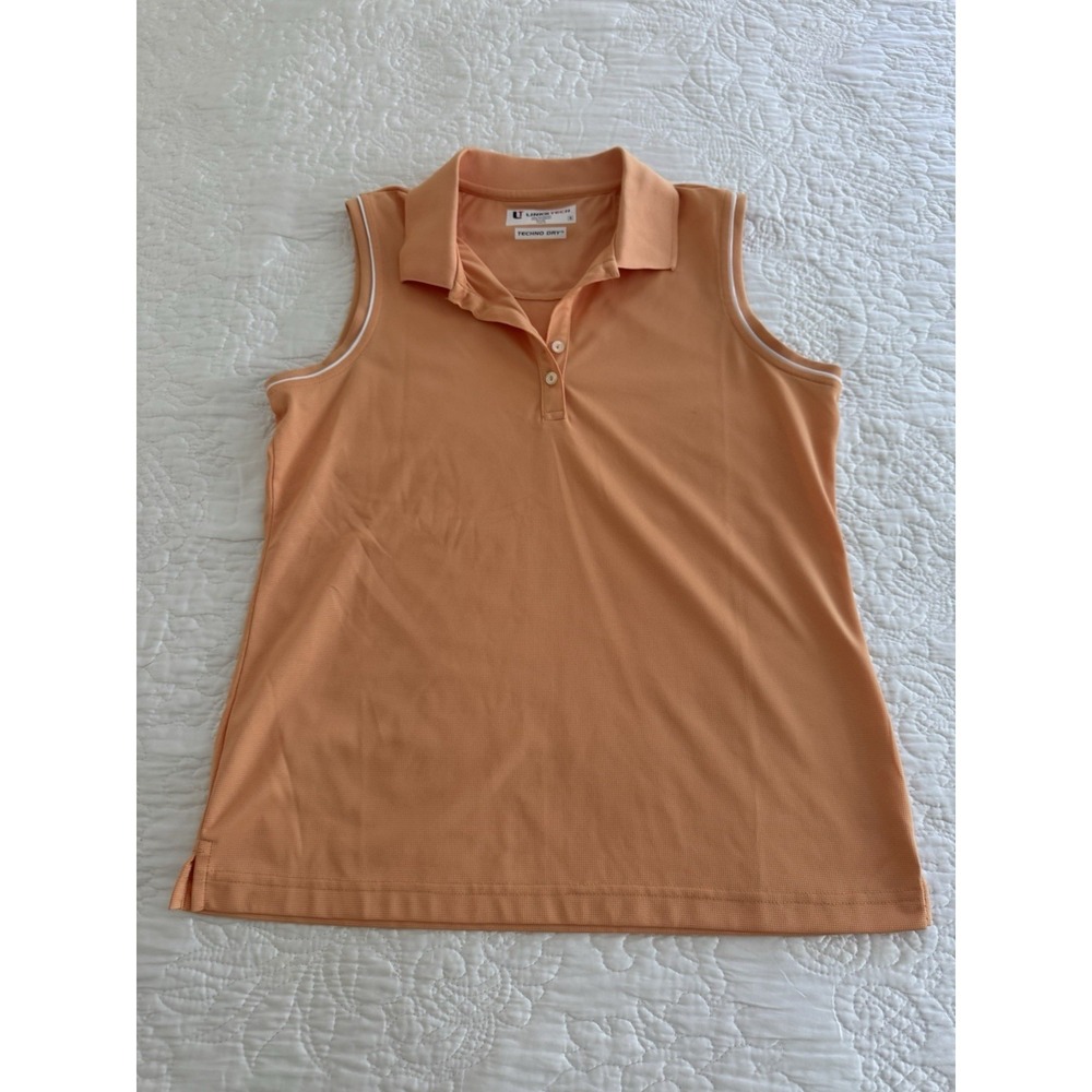 Links Tech Peach Sleeveless Ladies Golf Polo Shirt Size Small